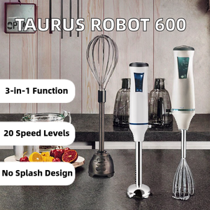 <span class=keywords><strong>Mixeur</strong></span> Plongeant Multifonction 3-en-1 Taurus <span class=keywords><strong>Robot</strong></span> 600 Plus Inox 600W 20 Vitesses Réglables Turbo Anti-éclaboussures avec Tasse à Mesurer - Product Image 2