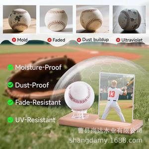 Expositor cuadrado de madera simple para pelotas de béisbol, soporte para exhibir pelotas de softbol y golf, expositor para colección de pelotas de ping pong firmadas - Product Image 5
