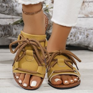 Summer Plus Soft Bottom <span class=keywords><strong>Casual</strong></span> New Beach Zapatillas de mujer con correas cruzadas Sandalias planas informales para mujer - Product Image 2