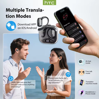 Casque sans fil Bluetooth 6.0 HTC NE08 AI, casque ouvert transparent OWS, casque de sport non intra-auriculaire, annulation de bruit ENC, son HiFi