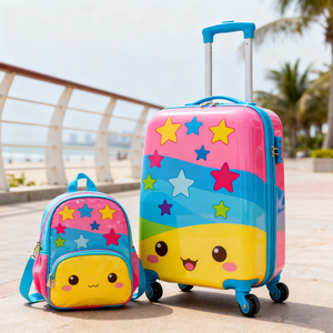 Maleta de Viaje Rígida Personalizada MGB con Diseño de Dibujos Animados, 18 Pulgadas, Ligera, de ABS+PC, Unisex, para Viajes Escolares, con Ruedas, Color Rosa - Product Image 4