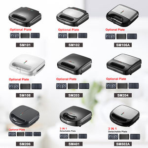 Machine à sandwich carrée noire bon marché de 750 W pour 2 tranches, pour un usage domestique - Product Image 6