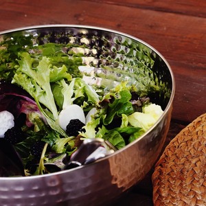 Bol à manger rond en acier inoxydable avec support en métal doré Bol à salade jetable bon marché pour la cuisine - Product Image 3