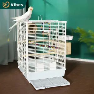 Wholesale Small Medium Metal Bird Cage Supplier 51CM Height Parot Bird Cage Wire Panels White Cage Bird