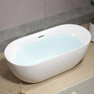 Hiện đại sang trọng 1.5m trắng freestanding hình bầu dục Acrylic ngâm bồn nhựa bề mặt rắn drainer Hot Bán - Product Image 5