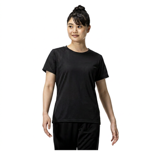 T-shirt d'entraînement à manches courtes Navidry à séchage rapide, protection solaire UPF15, 32MAC390, pour garçons, noir/magenta, taille L, 100% coton - Product Image 1