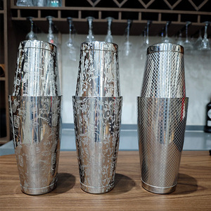Coctelera Boston de Acero Inoxidable RTS 28/18oz, con Patrón Grabado, Herramientas Metálicas para Coctelería, para Bartender, Gran Venta - Product Image 4