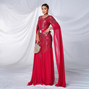 Abiti da Sera Rossi di Lusso per Donne, Vestito Lungo con Paillettes, Elegante Abito da Cerimonia per Feste, Matrimoni, Balli di Gala, Abbigliamento alla Moda - Product Image 4