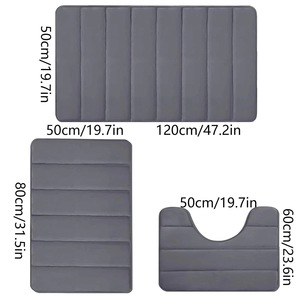 Coral fleece floor <b>mat</b> household toilet three piece <b>set</b> simple solid color <b>bathroom</b> non slip floor <b>mat</b> - Product Image 3