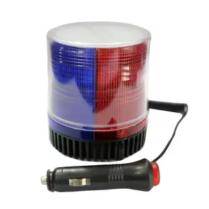 마그네틱 앰버 레드 블루 더블 컬러 12V 24V 자동차 지붕 깜박임 전구 신호 타워 램프 48 LED 경고 스트로브 비콘 라이트