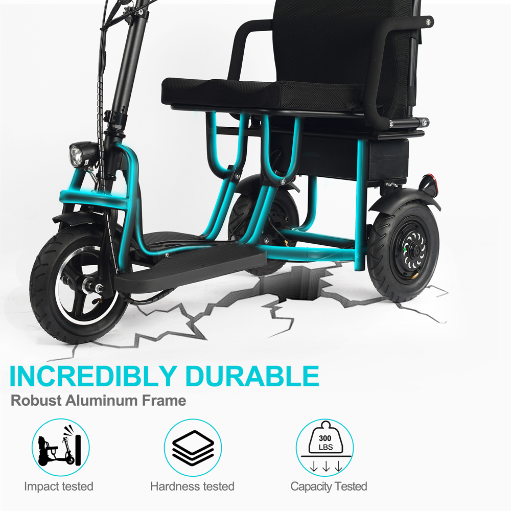 foldable 3 4 wheel four wheel drive portable travel lightweight tricycle electric mobility scooter for elderly