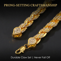 Chaîne de bijoux en or plaqué 18 carats, style cubain, sertie de strass, collier ras du cou hip-hop en strass pour femme, vente en gros