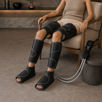 Bandes de compression chauffantes pour genoux et jambes avec 4 modes de massage, intensité réglable pour pieds, mollets et cuisses, noir avec bordure grise