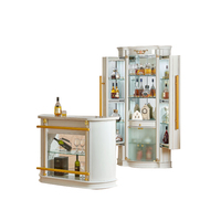 Meuble Bar Classique Noir de Luxe pour la Maison, Armoire à Vin en Bois, Meuble de Salon, Grand Meuble d'Angle en Bois pour Présenter les Bouteilles de Vin