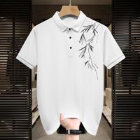 Chemise d'été pour homme en maille à manches courtes, anti-boulochage, camouflage, imprimé en trois dimensions, décontractée, tendance, style chinois, en soie glacée