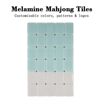 Jeu de Mahjong en mélamine personnalisé, blanc et vert menthe, tuiles de Mahjong 29,5*22*13,5 mm, gravure double face, impression UV, motif personnalisé