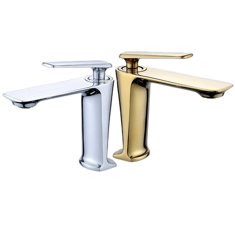 European villa style golden hot and cold Brass basin faucet for bathroom vanity