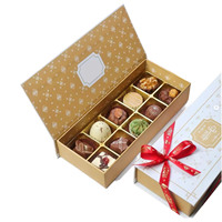 Luxe chocoladebruine magnetische stevige geschenkdoos voor dadels, 18 vakjes, palmboom hete-druk, Ramadan Eid Saoedi-Arabië islamitische verpakking