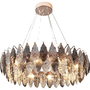 <span class=keywords><strong>Lampadario</strong></span> a Foglia di Cristallo <span class=keywords><strong>Grigio</strong></span> di Alta Qualità, Decorazione Elegante e Moderna per Soggiorno - Product Image 5