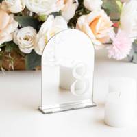 JIN PENG Plaque de table personnalisée en acrylique blanc en forme d'arche avec impression UV pour mariage, fête, événement, indication des places