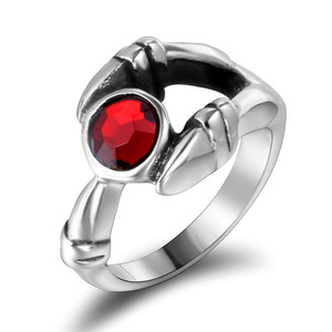 Anillo Gótico Rojo Unisex con Diseño de Esqueleto y Bisel para el Dedo Índice SA423 - Product Image 5