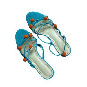 Nouvelles sandales à talons aiguilles 2026 pour femme, style français, avec pompons et lacets, à fines brides, bout ouvert, élégantes, pour soirée - Product Image 2