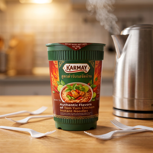 KARMAY Auténticos Fideos Picantes de Pollo Tailandeses en Vaso 75g-120g 700ml, Vaso de Plástico PP de Grado Alimenticio con Diseño de Pared Ondulada Redonda - Product Image 2