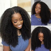 Pelucas Afro Rizadas con Frente de Encaje Transparente HD, Cabello Humano Virgen Brasileño, Pelucas Frontales de Encaje Completo 360 HD para Mujeres Negras