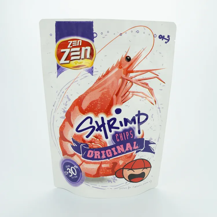 Custom printed vacuum fish chicken frozen food packaging 3 side seal plastic bags with logos