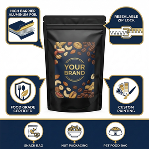 Bolsa Doypack de Grado Alimenticio con Impresión Personalizada, Cierre Zip de Papel de Aluminio, Empaque de Alta Barrera para Frutos Secos, <span class=keywords><strong>Especias</strong></span> y Snacks - Product Image 1