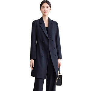 Women's Black Trench Coat Slim Fit Three Quarter Sleeve Anti Wrinkle Work Uniform - Product Image 5