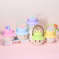Bouteille d'eau isolée pour enfants 14 oz avec pailles, anti-fuite, style kawaii, en acier inoxydable 316, bouteille d'eau isolée pour enfants