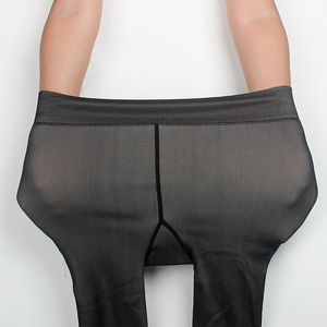여성 아래 원피스 겨울 열 어두운 피부 색상 가짜 반투명 양털 줄 지어 스타킹 - Product Image 6