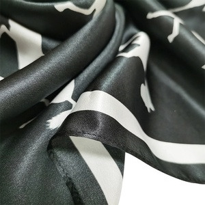 NO MOQ Custom <strong>White</strong> Horse <strong>Black</strong> Headband Hair Bandana Square Neck Pure Silk <strong>Scarf</strong> for Women - Product Image 5