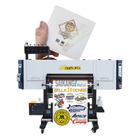 Impresora UV DTF Rollo a Rollo de 60cm 30cm, Plotter de Impresión de Pegatinas UV con Película de Transferencia en Frío y Laminadora
