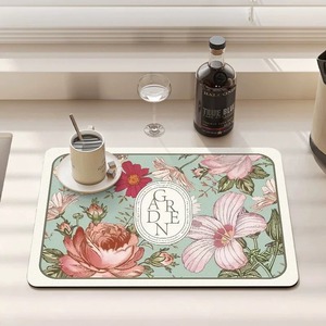 Tapete de lujo floral transfronterizo para fregadero de cocina, de tierra de diatomeas, para vajilla, cuencos y palillos, con control de agua, sin necesidad de lavado. - Product Image 4