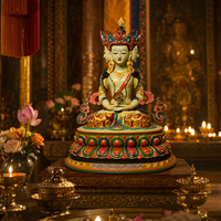 Statue en laiton coulé Ushnishavijaya, Sculpture bouddhiste à trois visages Namgyalma, Art religieux moderne pour temple et sanctuaire, Vente en gros sur mesure