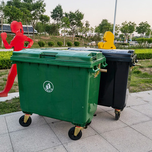 Contenedor de Basura de Plástico Reforzado de Gran Capacidad, 660L, con Ruedas y Frenos Metálicos, para Limpieza Comunitaria - Product Image 2