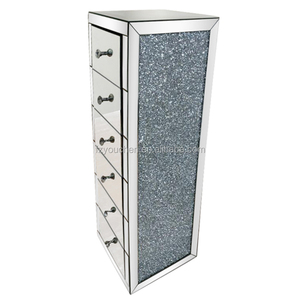 Diamond Crush Mirrored <strong>Tallboy</strong> <strong>Chest</strong> <strong>of</strong> <strong>Drawers</strong> - Product Image 6
