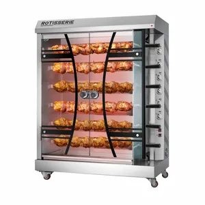 6 rods kitchen gas rotisserie oven high quality stainless steel grill chicken machine commercial chicken rotisserie machine