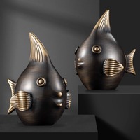 Nouvelles décorations animales en cuivre de style chinois, pièce d'ameublement créative pour la maison, pièce d'art créative Poisson Rouge, idéal pour un cadeau de pendaison de crémaillère