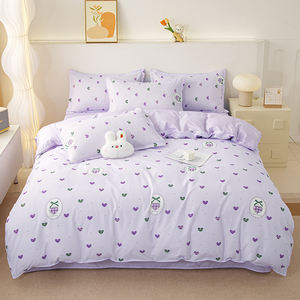 Nuevo pequeño estilo Ins fresco Aloe Vera algodón respetuoso con la piel algodón cepillado cuatro piezas Juego de cama de Cachemira botánica - Product Image 5