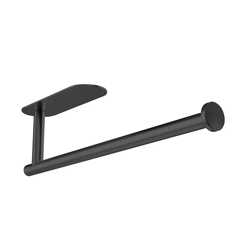 Kitchen Under Cabinet Paper Towel Holder Wall Mounted Stainless Steel Adhesive Paper Towel Roll Rack Black