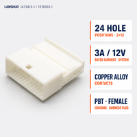 Connecteur automobile 1473413-1 1376103-1, boîtier PBT 24 trous, contacts en alliage de cuivre, 12V 3A, fiche de câblage femelle