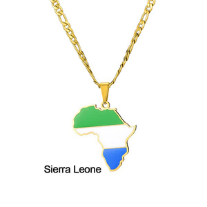 Venta al por mayor caliente Hiphop estilo país Mapa Collar para hombres de acero inoxidable esmalte africano país Mapa colgante collares - Product Image 5