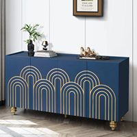 SWT Nouveau Meuble de Rangement Moderne et Unique à Quatre Portes en Verre Arqué, Meuble TV de Salon, Meuble d'Entrée Style Ferme