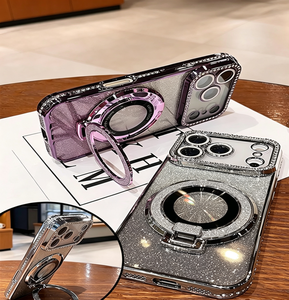 Coque arrière magnétique à paillettes avec <span class=keywords><strong>anneau</strong></span> de support <span class=keywords><strong>pour</strong></span> <span class=keywords><strong>iPhone</strong></span> 17 Pro Max, étui de téléphone portable en TPU électroplaqué <span class=keywords><strong>pour</strong></span> <span class=keywords><strong>iPhone</strong></span> 16 15 14 13 12 11 - Product Image 1