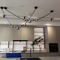 Lustre de restaurant minimaliste avec lanière en fourrure, design moderne et simple, inspiré des designers italiens, éclairage LED créatif en forme de goutte de rosée, noir