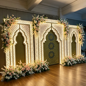 Luxury Carved LED Arch 3D PVC Arch Panel Wall with Support Stand Wedding Stage <b>Backdrop</b> for Events <b>Party</b> Decor - Product Image 4