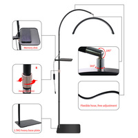 Lampe de beauté demi-lune sur pied de 21 pouces avec plateau, idéale pour salons de beauté, nail art, extensions de cils et tatouage des sourcils